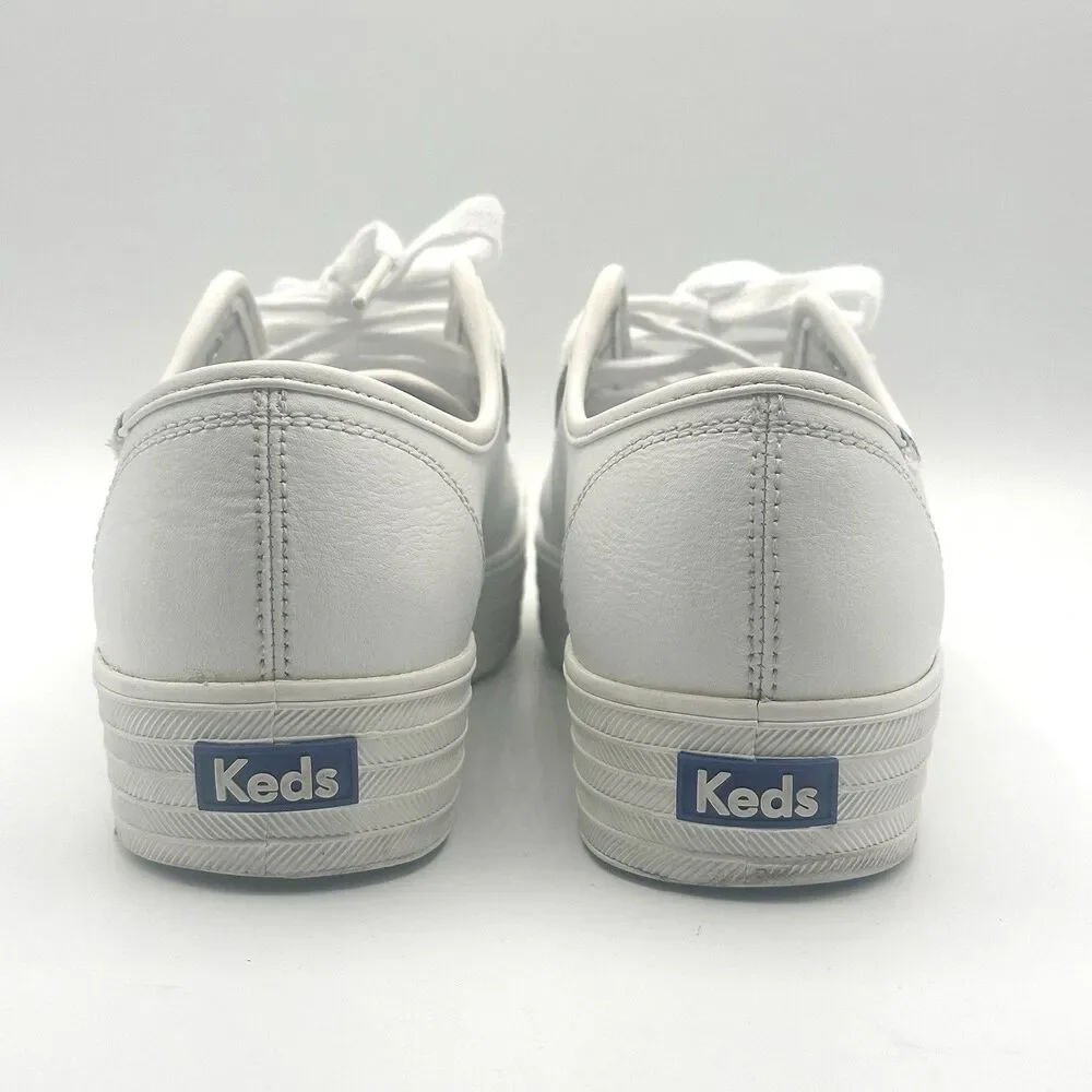 Keds Triple Kick Platform Sneakers White Leather Women’s Size 8 M Shoes  WH57310